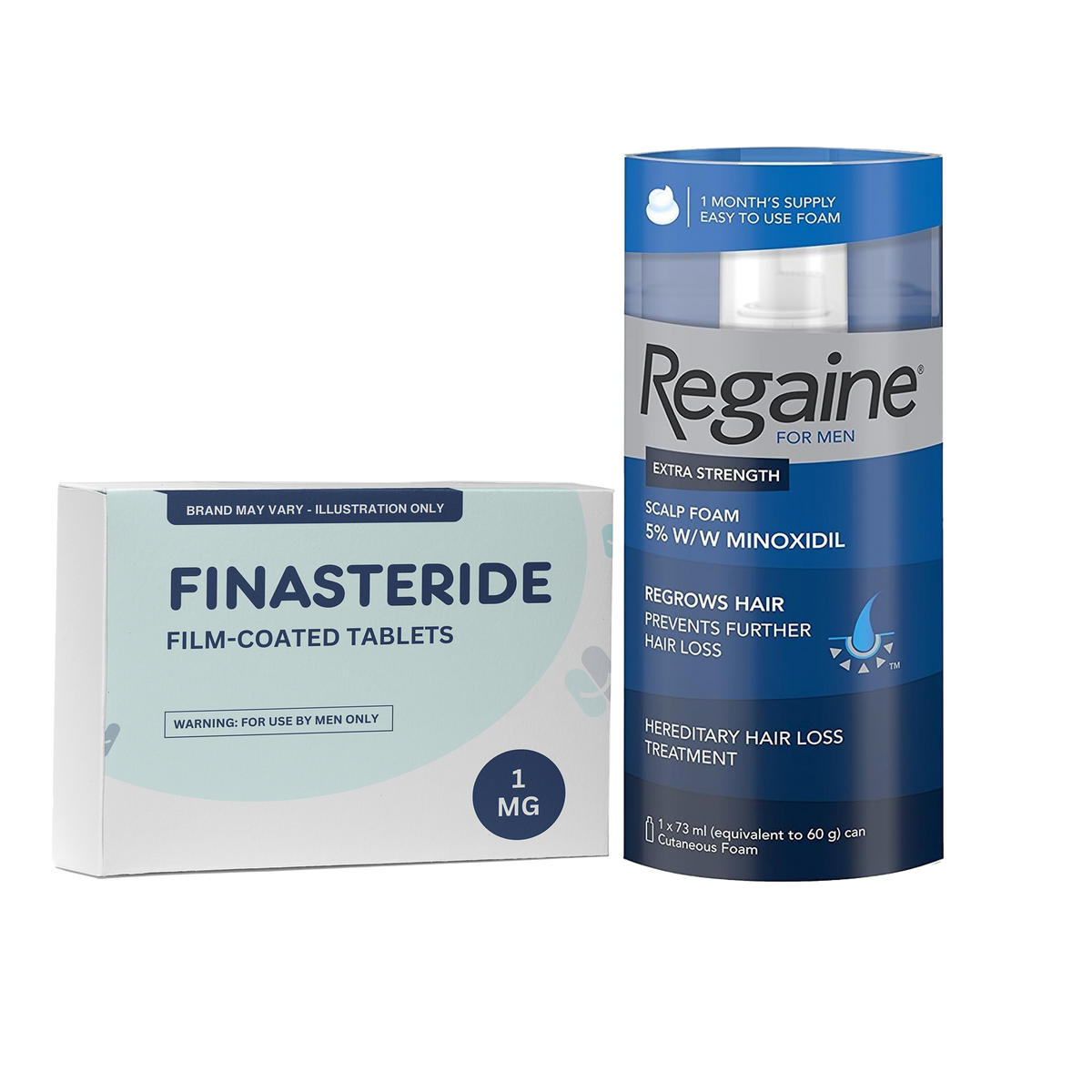 Hair Loss Bundle (Finasteride (Generic) Tablets - 1mg & Regaine For Men Extra Strength Scalp Foam - 73ml)