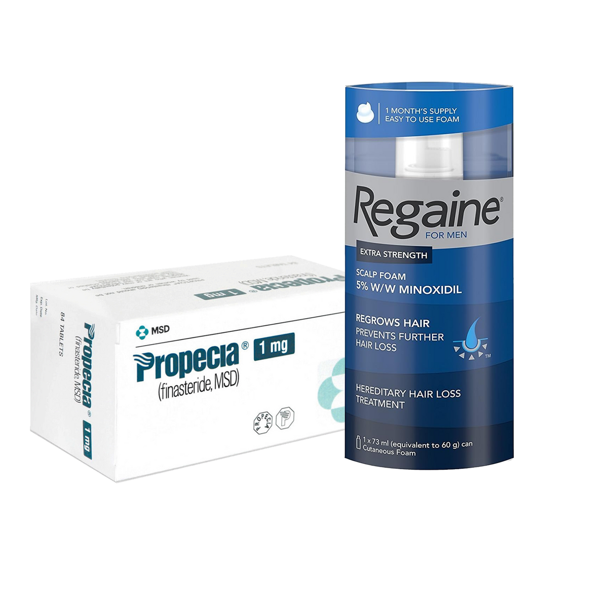 Hair Loss Bundle (Propecia Tablets - 1mg & Regaine For Men Extra Strength Scalp Foam - 73ml)