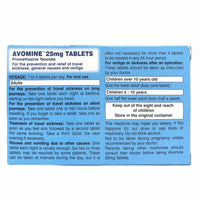 Avomine Travel Sickness 25mg