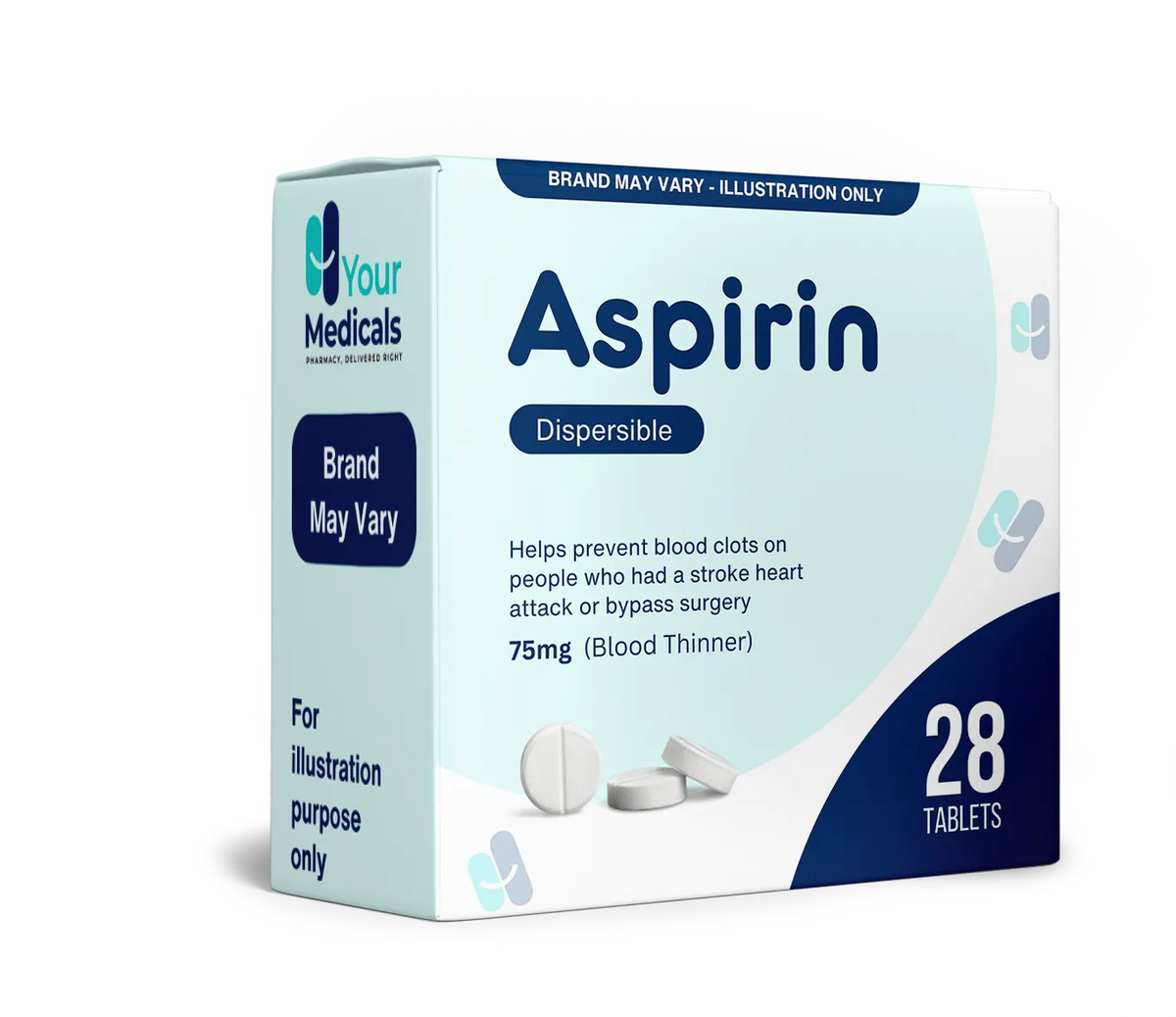 Aspirin Dispersible 75mg (Blood Thinner) – 28 Tablets – YourMedicals