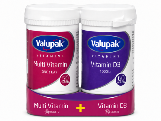 Valupak Multivitamin 50 Tablets + Vitamin D3 1000IU (25mcg) 60 Capsules