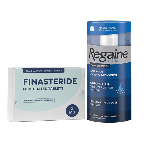 Hair Loss Bundle (Finasteride (Generic) Tablets - 1mg & Regaine For Men Extra Strength Scalp Foam - 73ml)