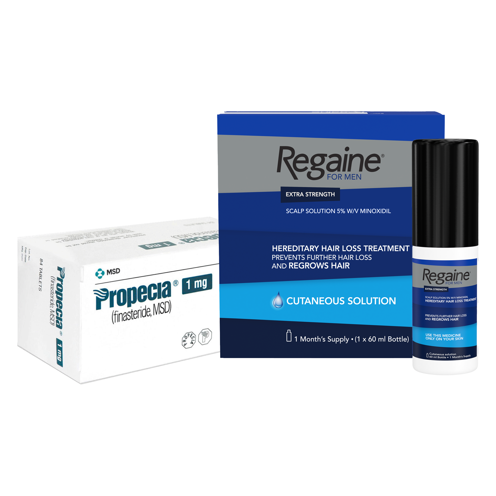 Hair Loss Bundle (Propecia Tablets - 1mg & Regaine For Men Extra Strength Solution - 60ml)