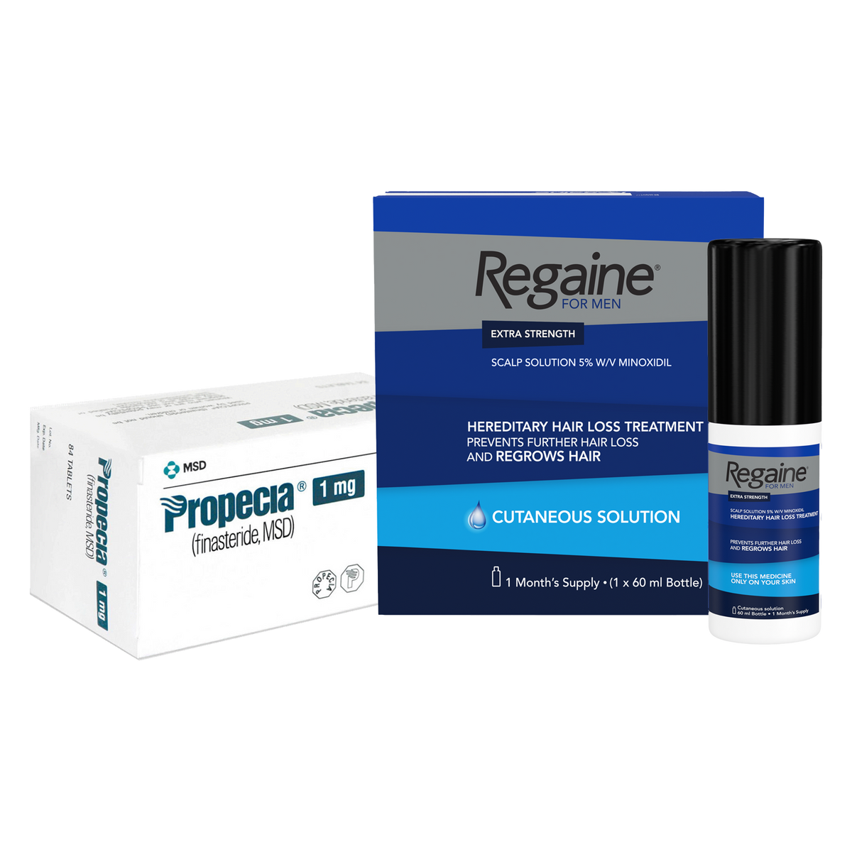 Hair Loss Bundle (Propecia Tablets - 1mg & Regaine For Men Extra Strength Solution - 60ml)