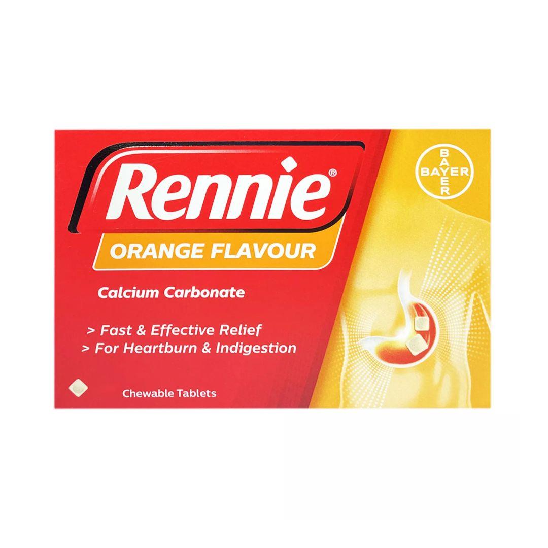 Rennie Indigestion & Heartburn Relief, Antacid - Orange Flavour 24 Tablets