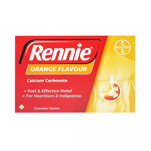 Rennie Indigestion & Heartburn Relief, Antacid - Orange Flavour 24 Tablets